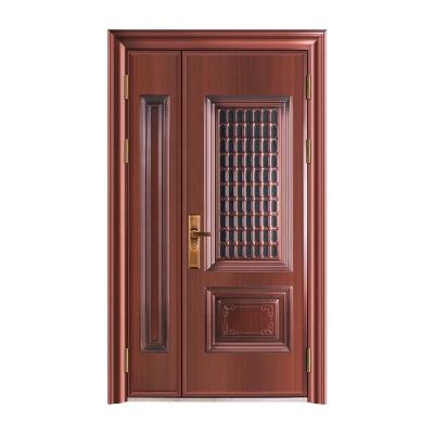 China Anti-theft Ventilated Armored Doors Stainless Steel Front Entry Double Steel Door Open Doors Window for sale