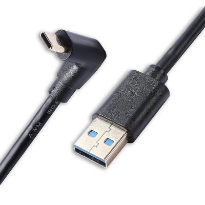 China Computer USB 3.0 A Male To Type C 3.1 Down Angled Extension Car Mobile Charging Cable for sale