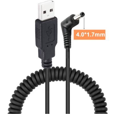 China MP3/MP4 Player 5V2A USB A Male to DC 4.0x1.7mm Spring Spiral Power Plug DC Male to USB Male Charging Cable for sale