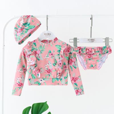 China New Instagram style bikini 2022Children's small floral swimwear summer Nordic style breathable swimwear girls bathing by Amazon for sale