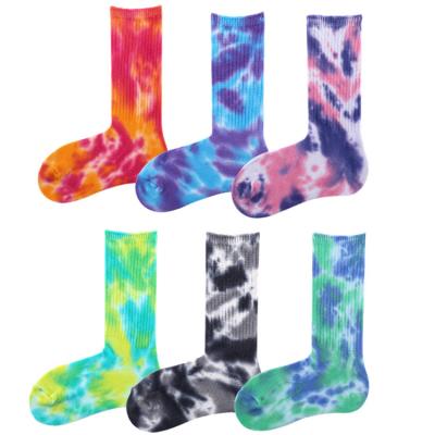 China 6 Light Colors Men And Women Teenage Cotton Tie Dye Slouch Sports Unisex Elastic Anti-skid Socks for sale