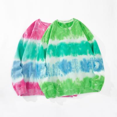 China wholesale Anti-wrinkle crew neck pull over tie dye 370 gsm thick cotton plus size heavy sweatshirt for men and women for sale