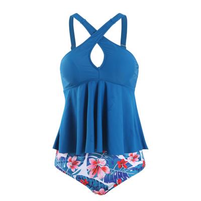 China Fashion QUICK DRY design two piece cross-type shoulder dress nylon/spandex women beach wear swimwear for sale