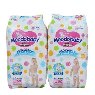 China Printed Soft Breathable Non Woven Fabric OEM Premium Plus Baby Diaper For Moodobaby for sale