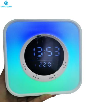 China Multifunctional Original Waterproof Colorful Stereo Night AirPlay Alarm Clock Wireless LED Speakers for sale