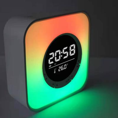 China AirPlay Original P10 Portable Multi-color LED Night Light Alarm Clock Wireless Speaker for sale