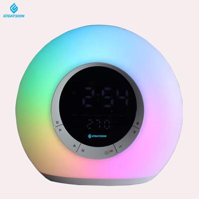 China EZCast High Fidelity Home Night Light Portable Waterproof BT LED Alarm Clock Wireless Speaker for sale