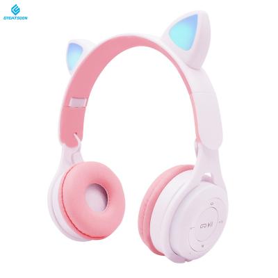 China Headband Kids Gaming LED Flashing Light Cat Ear Stereo M6 TWS Foldable High Fidelity Wireless Earphone for sale