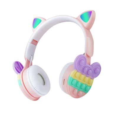 China Wireless Earphone Cat Ear BT Macaron Headset Color LED Waterproof Portable Cute Children's Wireless Headset for sale