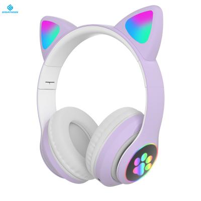 China High Quality Collapsible Flashing Cat Ear Wireless Headphones In-ear Glowing Earphones for sale