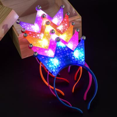 China New Luxury Adult Crown Headband Cross An Instant Hair Band Dressing Ware Hair Clip Children LED Luminous Headwear for sale