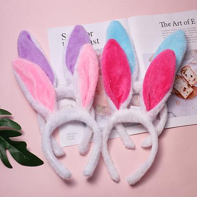 China New Year's Day Gift Luminous Hair Band Plush Rabbit Ear Hair Band Luxury Luminous Kids Pink Red Adult Concert Band Net for sale