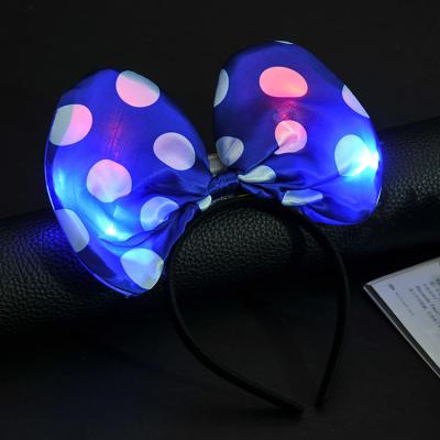 China Luxury Band Birthday Hair Bow Fabric Glow Headwear Concert Festival Props Adult Dress Up Supplies Instant Mickey Headband LED Headwear for sale