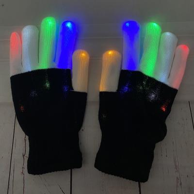 China Knit Spot Praise Flashing Fingers Light Up Party Darkness Toys Bulk Party Supplies LED Neon Lights Decorative Gloves for sale