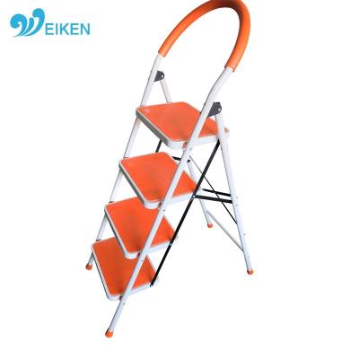 China Folding Ladders Four Wide Folding Steel Home Ladder , Lightweight Folding Platform Step Ladder for sale