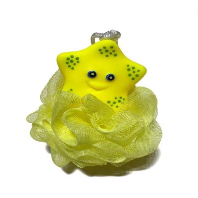 China EXFOLIATE Low MOQ 30G Animal Bath Sponge With Plastic Animal Toys For Kids Baby Bath Sponge Body Bath Super Soft Breath for sale