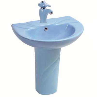 China Hot Selling Cute Easy Clean Mix Color Sanitary Sets Kids Colorful Face Pedestal Bathroom Sink for sale