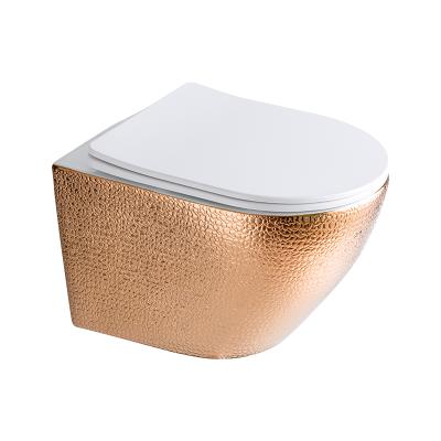 China Hidden Cistern Rose Gold Best Price Made In Porcelain Wall Hung Toilet Hot Sale for sale