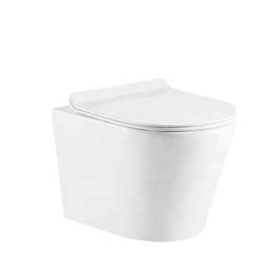 China Hot Sales Modern Concealed Cistern Simply Wall Hung Ceramic Round Rimless Toilet for sale