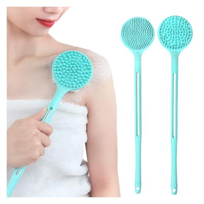 China Long Handle Silicone Bath Body Brush For Exfoliating Long Handle Shower Brush Soft Stiffens Soft Silicone Back Scrubbers for sale