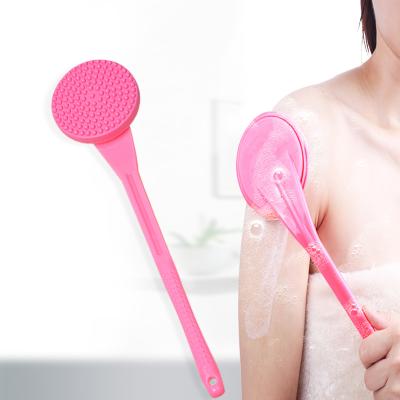 China Long Back Handle High Grade Silicone Bath Body Brush Exfoliator Brush Long Handle for Body Massage and Cleansing for sale