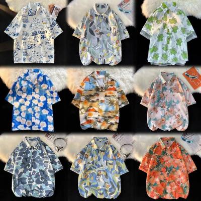 China Anti-pilling spring/summer shirts Men's custom printed graphic beach oversized short sleeve men's Hawaiian shirts cheap wholesale for sale