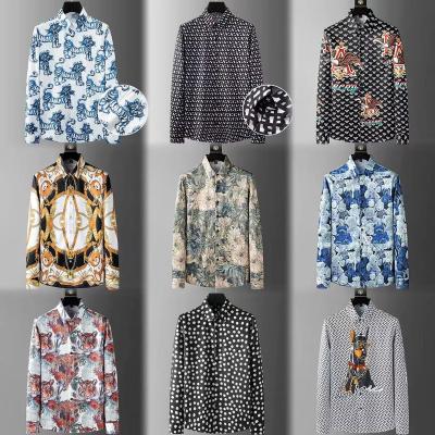 China Anti-pilling European size men's fashion printed long sleeve shirt plus size men's rose casual shirt Fashion shirt wholesale for sale