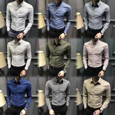 China Anti-pilling 2024 Casual Men's Shirt Solid Shirt 100% cotton Breathable men's long sleeve shirt for sale