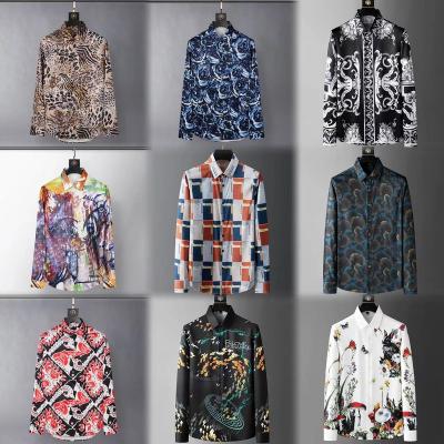 China Anti-pilling Tencolor printed men' shirt Europe and the United States casual large size long sleeve shirtEuropean size flower shirt wholesale for sale