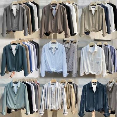 China Anti-pilling Wholesale Men's Solid Color Long Sleeve Shirt Business Casual Men's Suit Men's T-shirt for sale