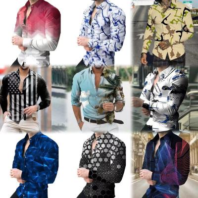 China Anti-pilling Handsome multi-color African clothing men's shirt hot selling long-sleeved casual print cheap wholesale for sale