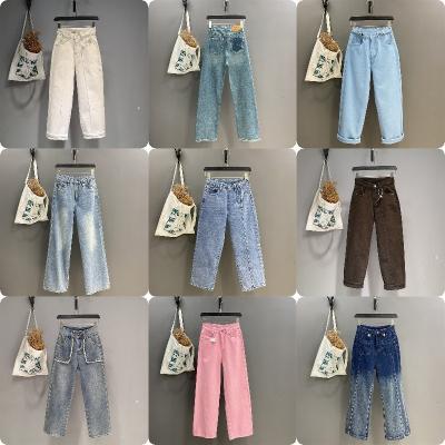 China Waterproof Hot women's jeans cheap wholesale women's skinny jeans Fashion women plus size elastic high waist wide leg jeans for sale