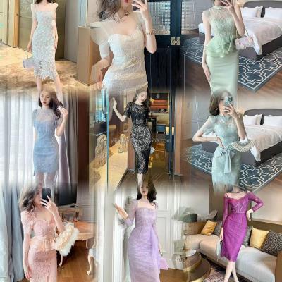 China Anti-Static 2024 Wholesale new crochet pattern mesh mesh celebrity dress low price high-end dress for sale