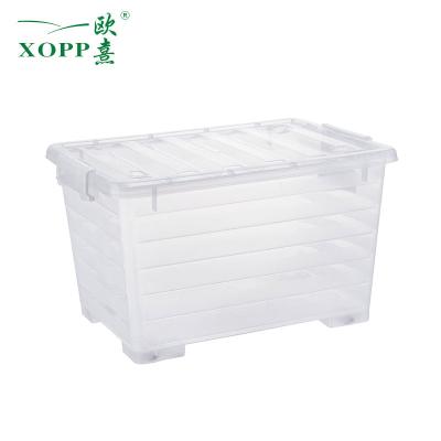 China Sustainable Storage Box Plastic Transparent With Lid Container Bin for sale