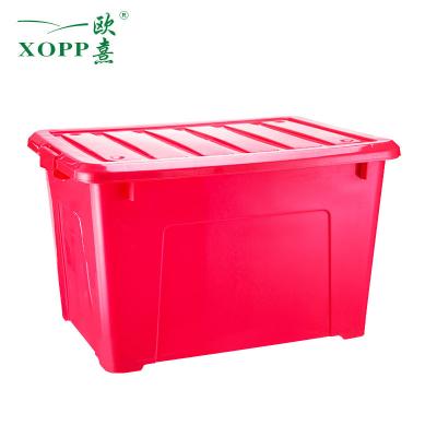 China Sustainable 140L Household Plastic Items Clear Plastic Storage Bins To Move With Handle for sale