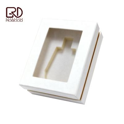 China Recyclable Custom Cardboard Lid And Base Gold Height Perfume Box With Clear PVC Window P1353 for sale