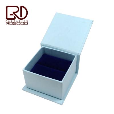 China Recyclable blue color paper cardboard book style box for ring/earring/ear stud with magnetic closure P1255 for sale