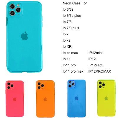 China Tampas à prova de choque fluorescentes do telefone celular de Tpu para Iphone 6 7 8 x 11 12 pro máximos à venda