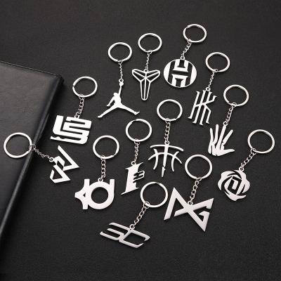 China Sports style new multi-shape stainless steel main bracket basketball star can be customized key chain for sale