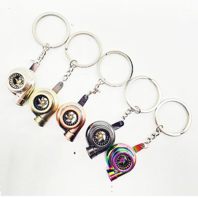 China Fasion Luxury Key Accessories Cool 3D Car Parts Turbocharger Metal Turbo Whistle Key Chains for sale