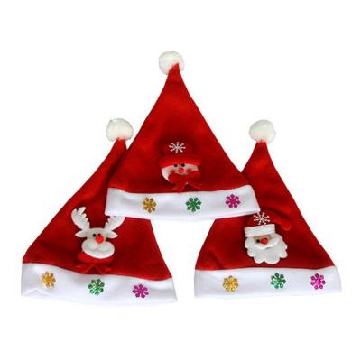 China Xmas Christmas Decoration New Year Led Light Felt Kids Christmas Hat Santa Claus Hat With Light for sale