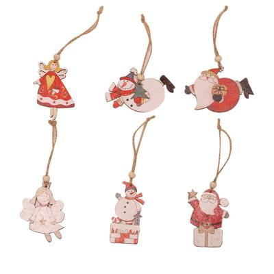 China Custom Christmas Pendant Colorful Christmas Tree Decoration Wooden Logo Pendant for sale