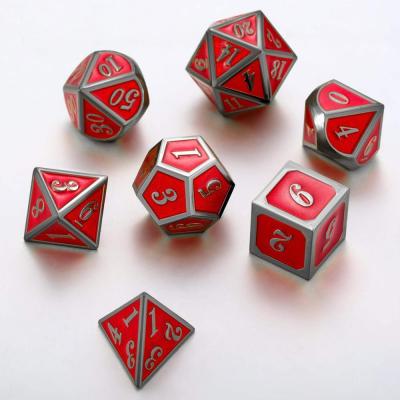 China Popular Polyhedral 7pcs Dies Set D4 D6 D10 D12 D20 Metal Dice Set DND Role Playing Game RPG Die Cut for sale