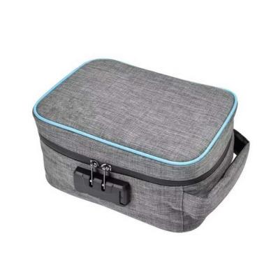 China Wholesale Polyester Snow Cloth Gray And Blue Odor Eliminator Travel Storage Case Smell Proof Bag With Lock for sale