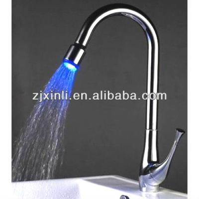 China X8371B1 Contemporary Polish And Chrome Color Brass Basin Faucet With Led Light for sale