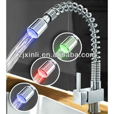 China Contemporary Brass Led Light Kitchen Faucet, Polish And Chrome Finish, Color Changed By Water Temperature, No Need Batteries for sale