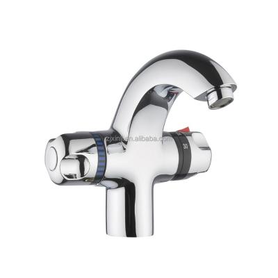 China Thermostatic Faucets X9001B Chrome Finish Brass Material Deck Mounted Luxury Thermostatic Basin Mixer for sale