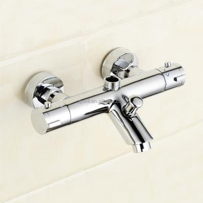 China Without Slide Bar X9078BS Wall Mounted Chrome Finish Luxury Thermostatic Shower Mixer Brass Hardware for sale