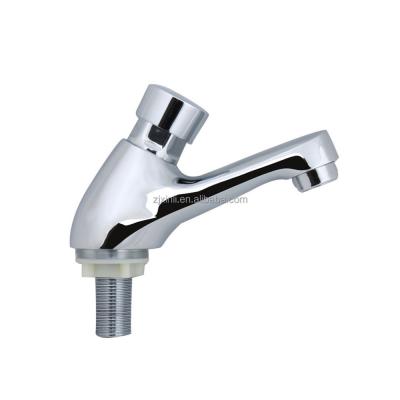 China X10085 Modern Deck Mounted Luxury Self Closing Extended Time Basin Faucet Chrome Finish Brass Hardware for sale