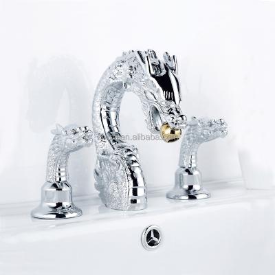 China X9616B1 Modern Brass Hardware Chrome Finishing Artistic Water Faucet Animal Dragon Shape Double Lever for sale